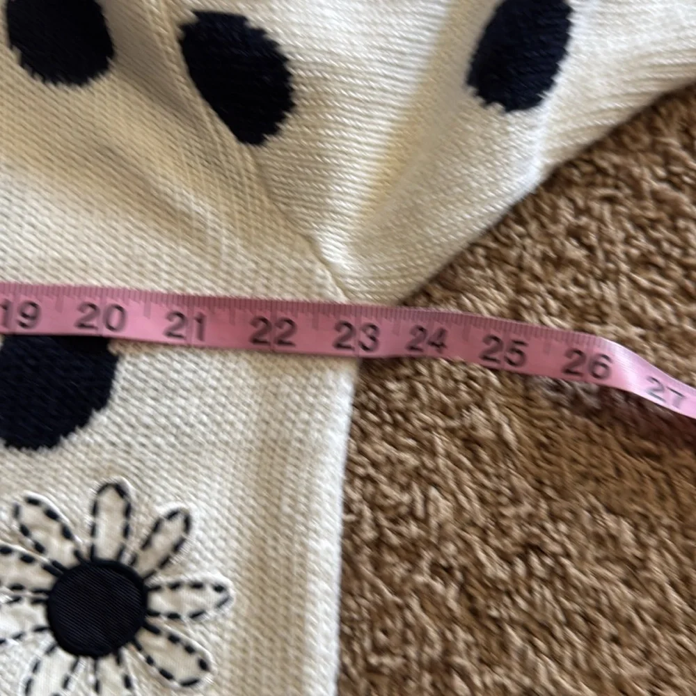 Vintage 90s Eagle’s Eye Knit Cardigan Sweater Polka Dots and Daisy - Picture 9 of 10